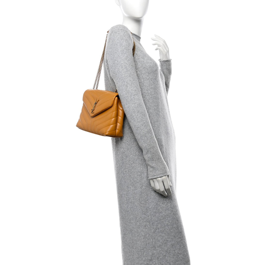 Calfskin Y Quilted Monogram Small Loulou Chain Satchel Cheddar