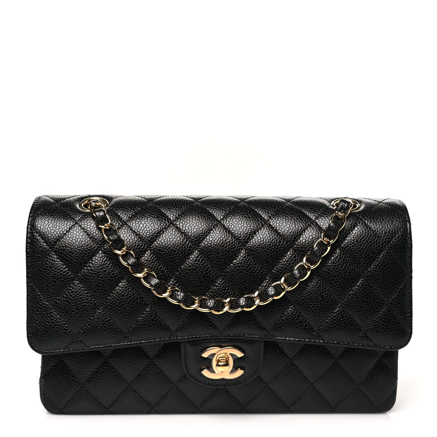 Caviar Quilted Small Double Flap Black