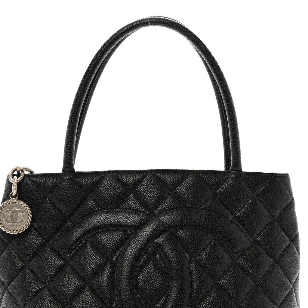 Caviar Quilted Medallion Tote Black