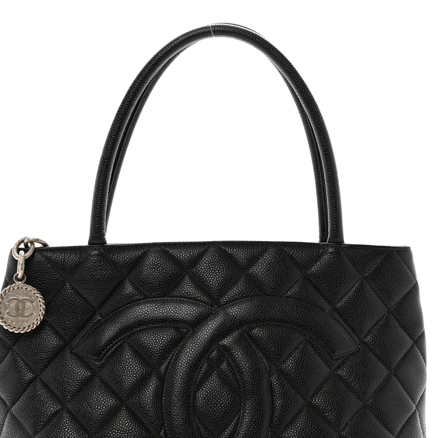 Caviar Quilted Medallion Tote Black