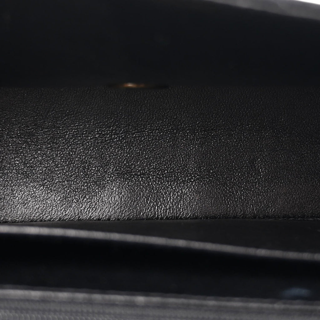 Calfskin Stitched Medium Single Flap Black