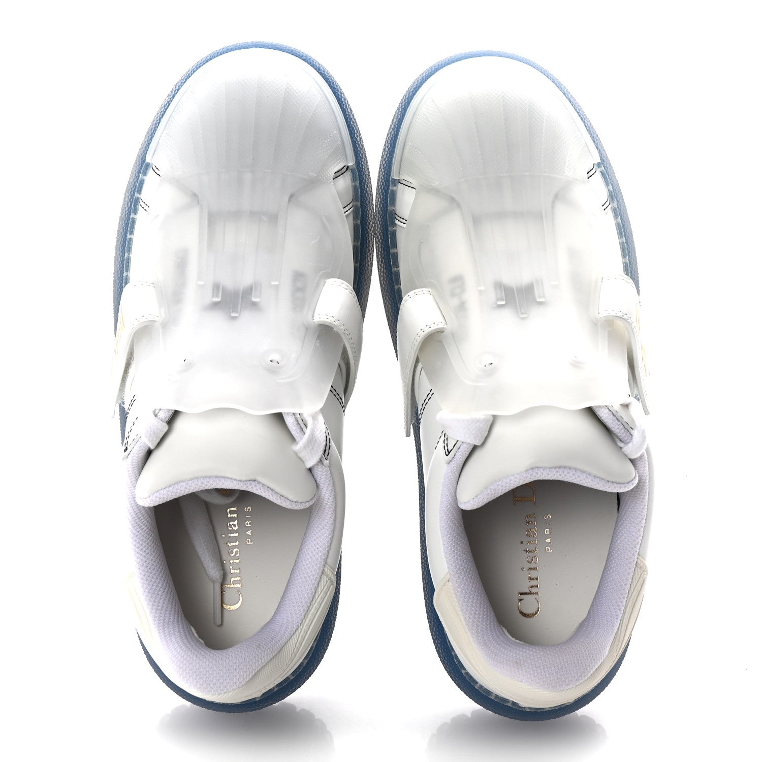 Calfskin Clear Rubber Dior-ID Platform Sneakers 36.5 White Deep Blue