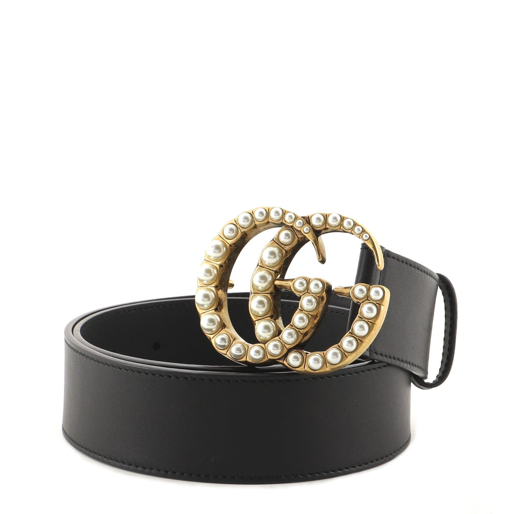 Pearly GG Marmont Belt Leather Wide 75