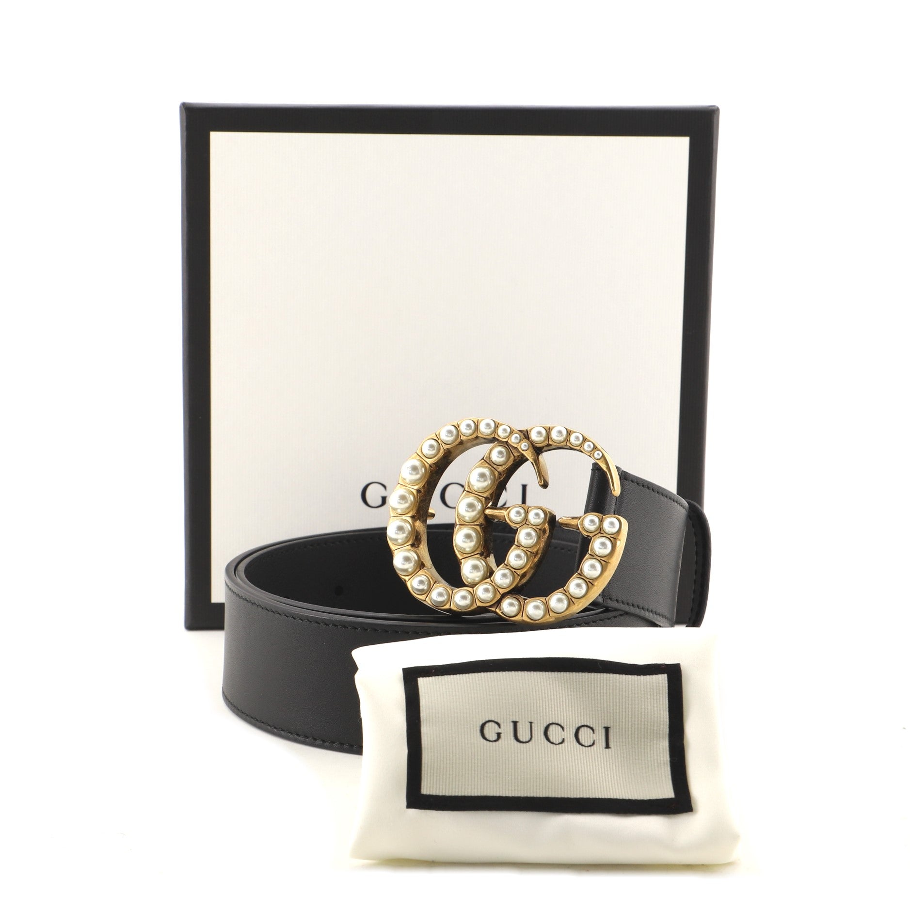 Pearly GG Marmont Belt Leather Wide 75