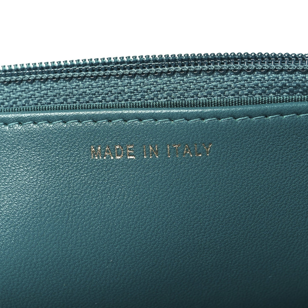 Lambskin Quilted Trendy CC Wallet On Chain WOC Green