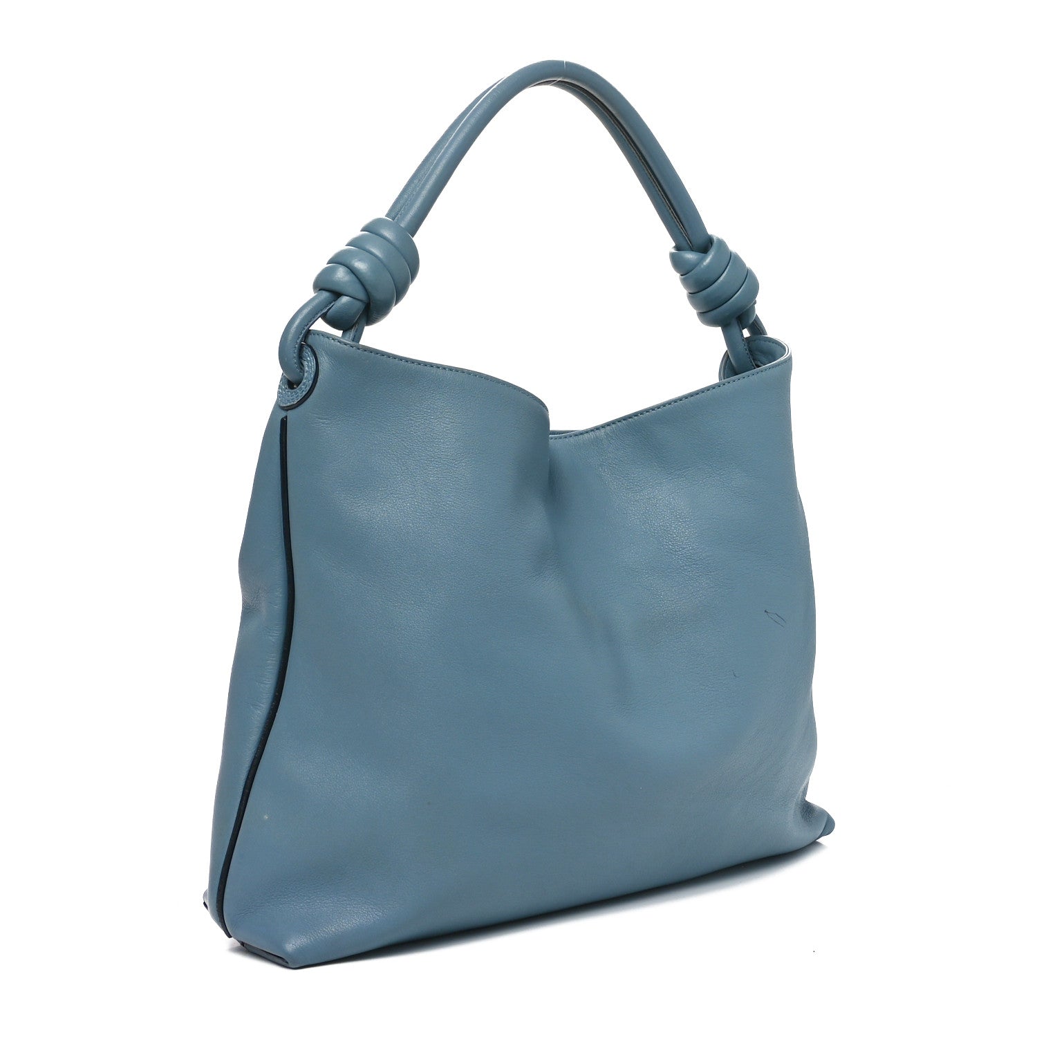 Calfskin Small Flamenco Knot Hobo Stone Blue