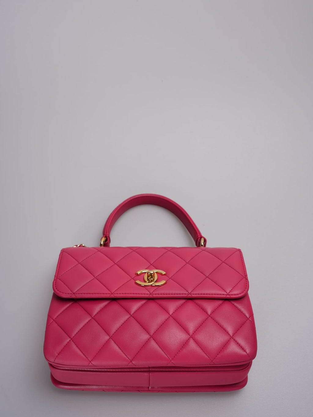 Chanel Small Trendy CC Bag in Hot Pink Lambskin Leather with Gold Hardware