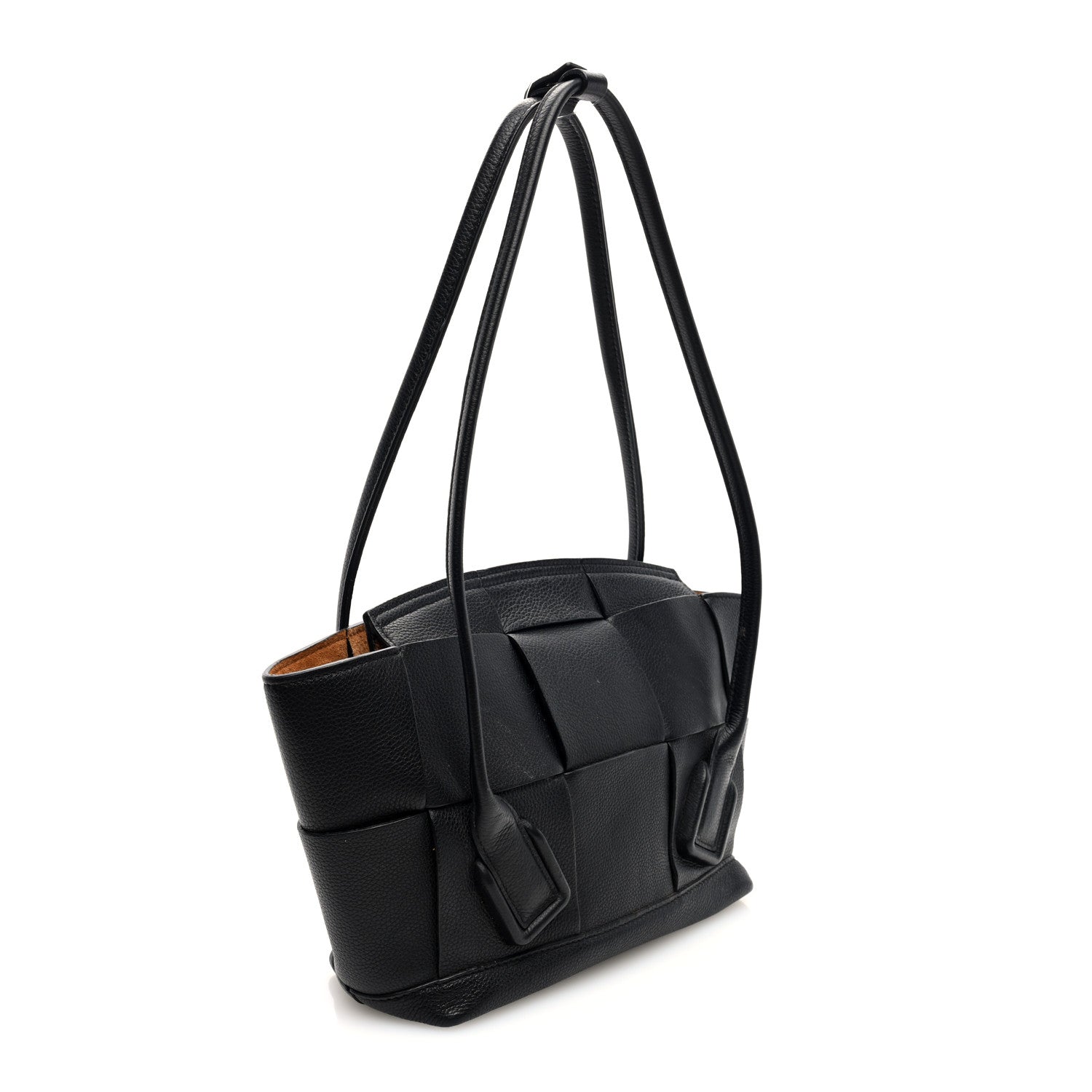 Grained Calfskin Maxi Intrecciato Small Arco Black