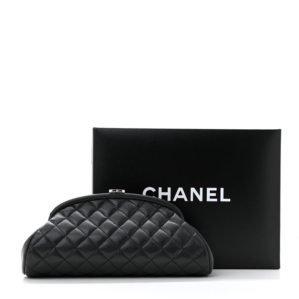 Caviar Quilted Timeless Clutch Black