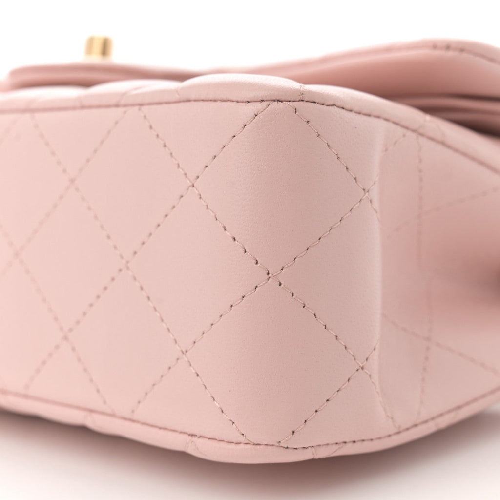 Lambskin Quilted Small Double Flap Light Pink