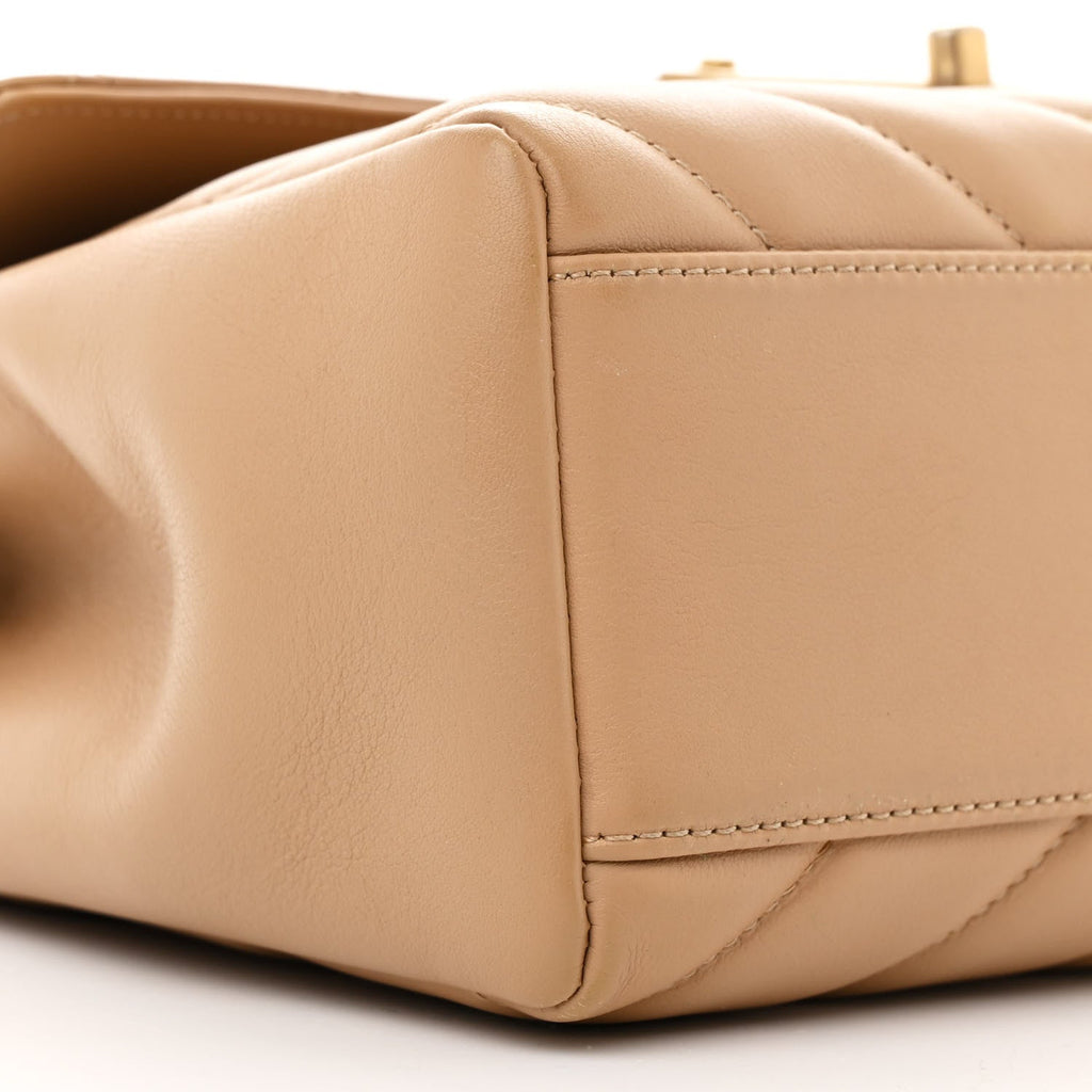 Calfskin Quilted Chevron In The City Bag Beige
