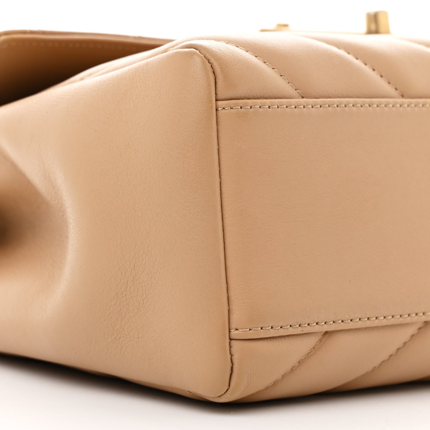 Calfskin Quilted Chevron In The City Bag Beige