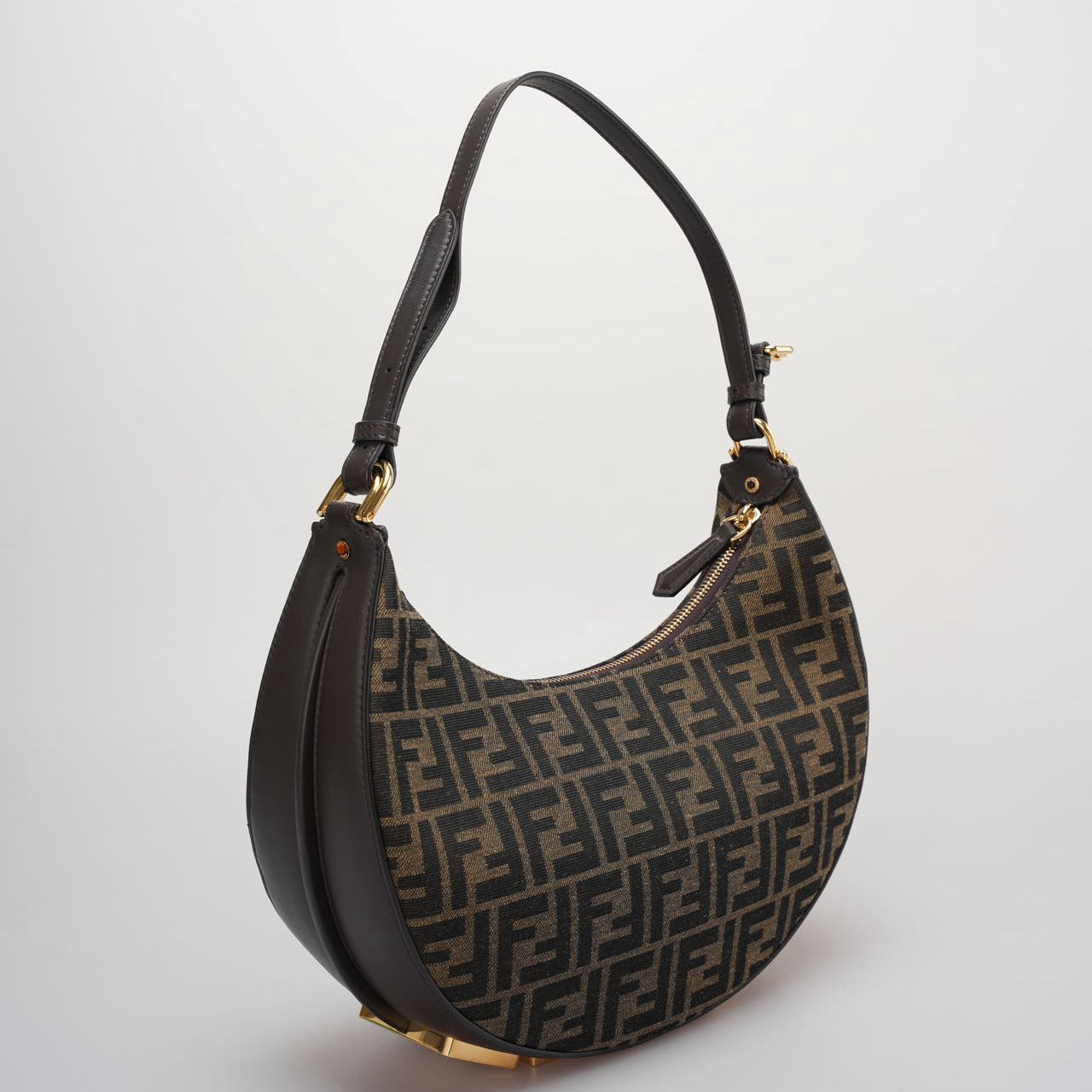 Fendi Graphy Small Brown FF Jacquard Fabric Bag
