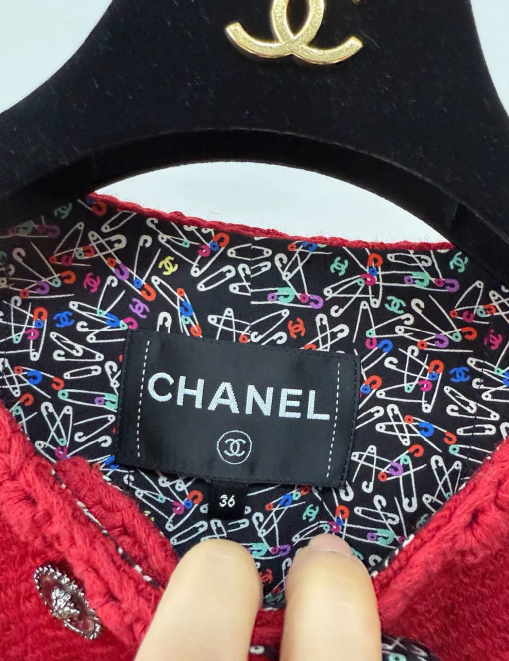 Chanel 24A Red Tweed Jacket