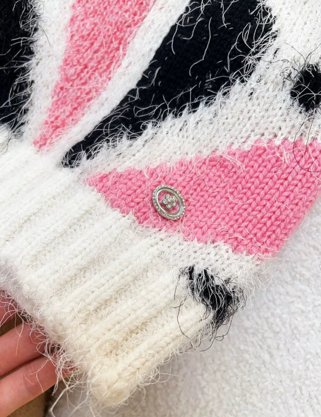 Chanel 23k Ecru, Pink & Black knitted top