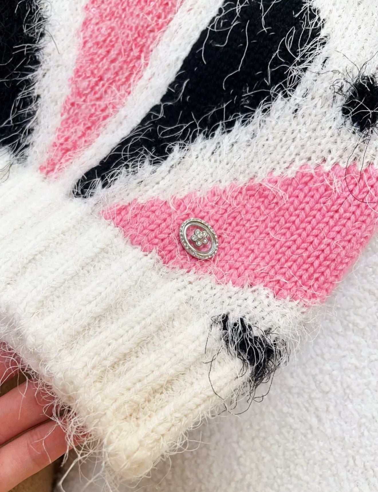 Chanel 23k Ecru, Pink & Black knitted top