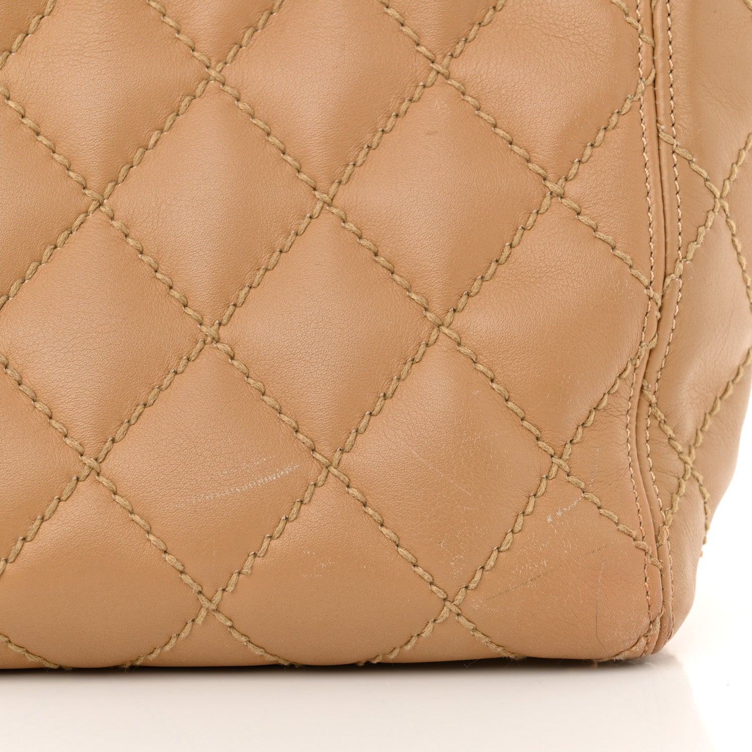 Calfskin Wild Stitch Medium Tote Beige