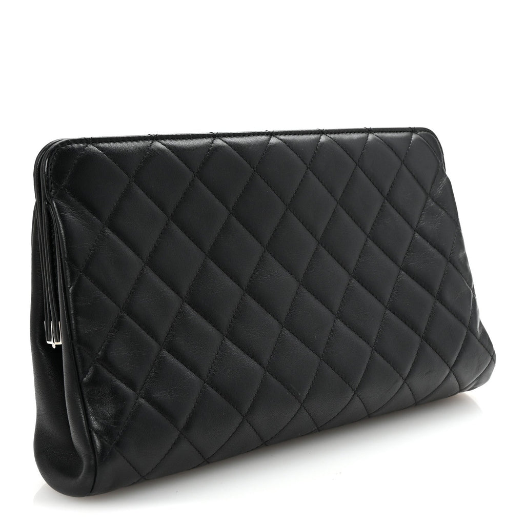 Lambskin Quilted Clutch Black