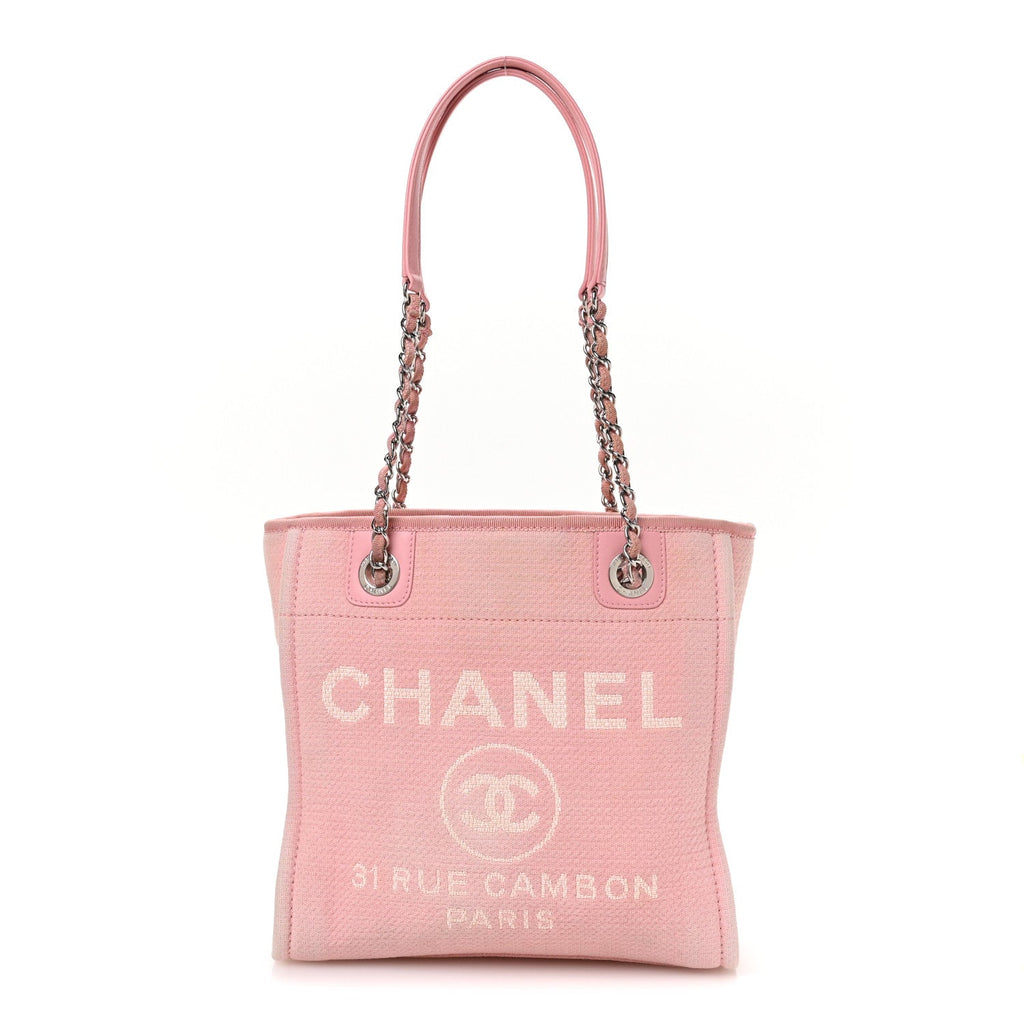 Mixed Fibers Calfskin Mini Deauville Tote Rose Pink
