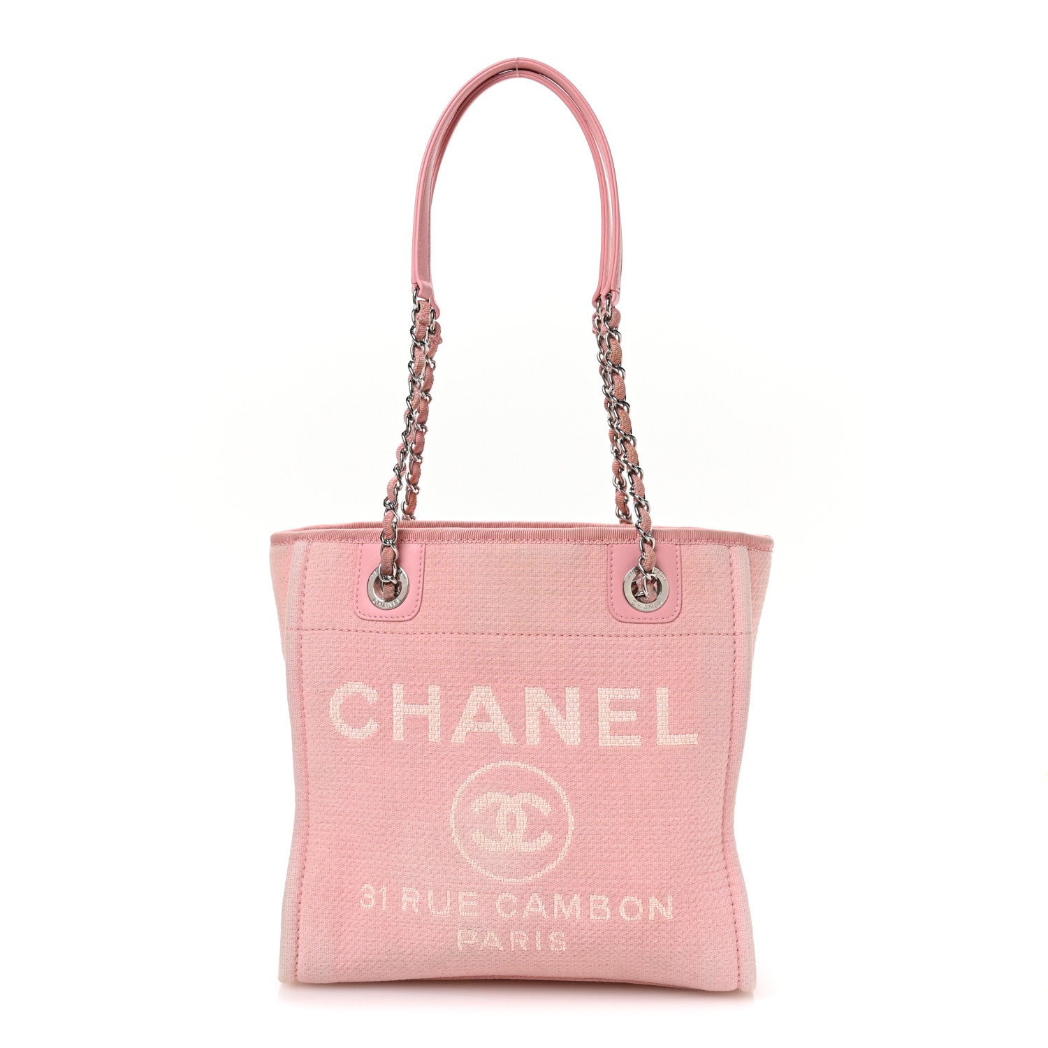 Mixed Fibers Calfskin Mini Deauville Tote Rose Pink