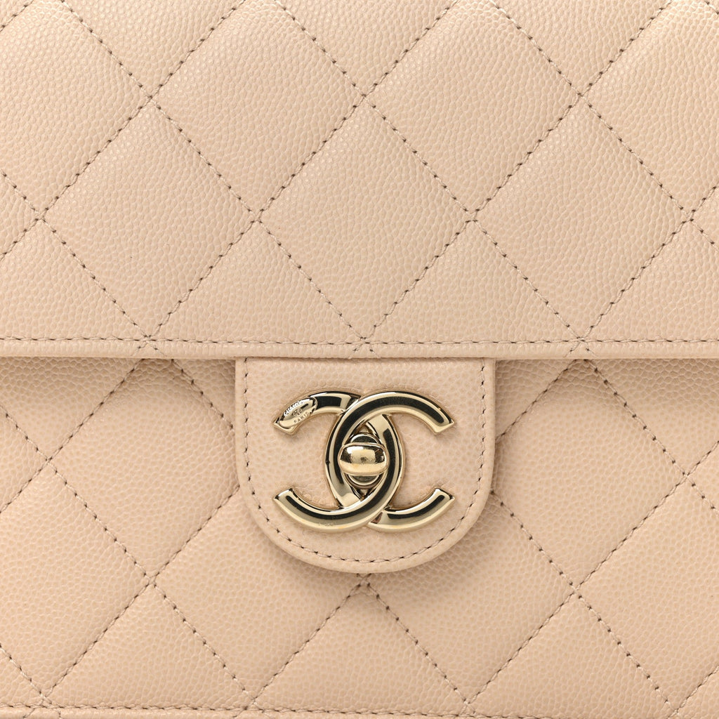 Caviar Quilted Large Like A Wallet Flap Light Beige