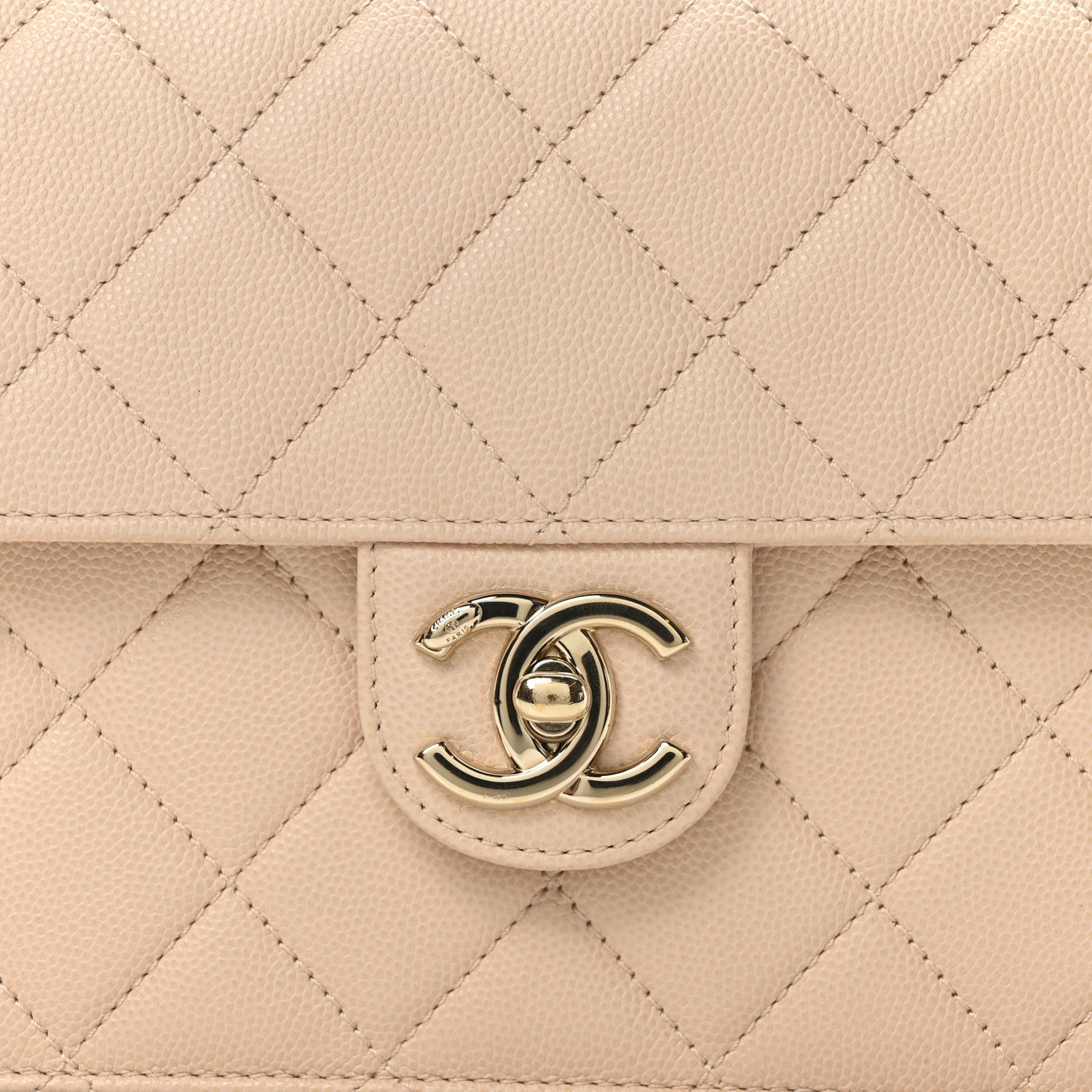 Caviar Quilted Large Like A Wallet Flap Light Beige