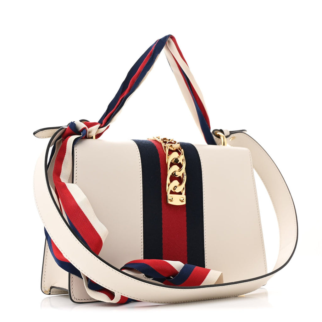 Calfskin Small Sylvie Shoulder Bag Off White