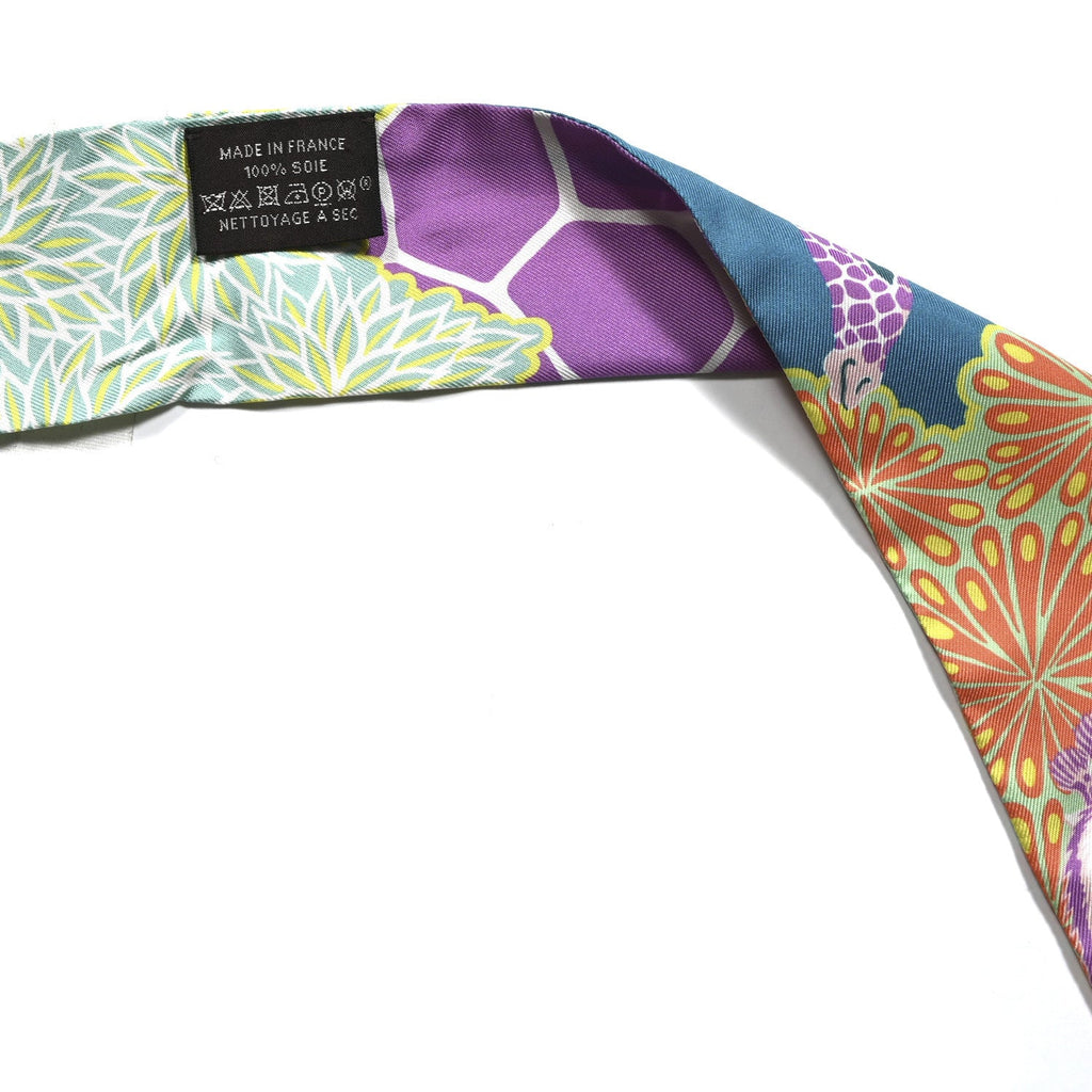 Silk The Three Graces Twilly Canard Mauve Jaune Fluo