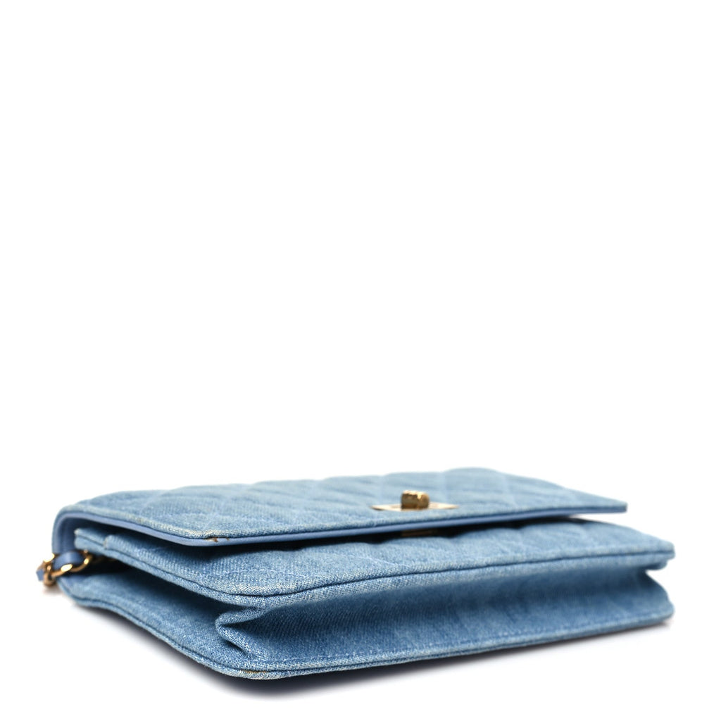 Denim Quilted Reissue Wallet On Chain WOC Blue