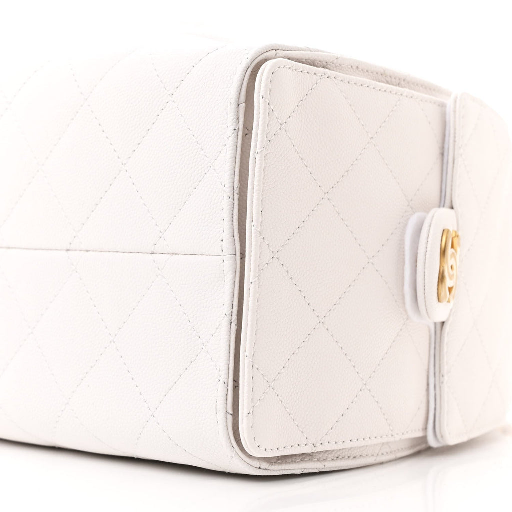 Caviar Quilted Small Chanel 25 Handbag White