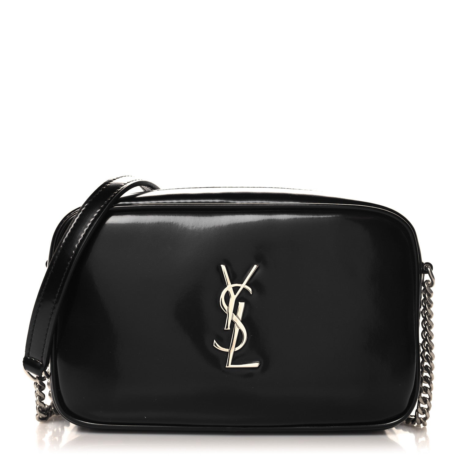 Shiny Calfskin Monogram Mini Lou Camera Bag Black