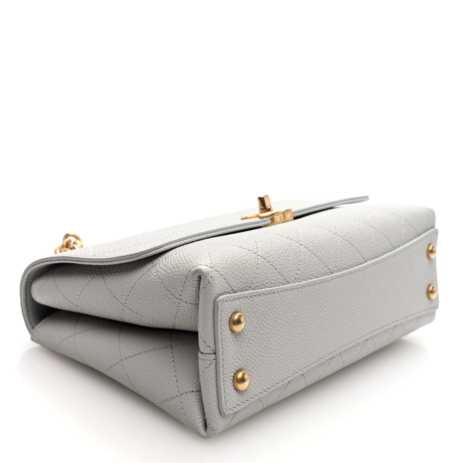 Grained Calfskin Small Stitched Flap Grey