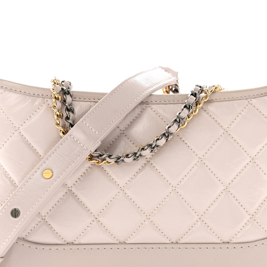 Aged Calfskin Quilted New Medium Gabrielle Hobo Light Purple