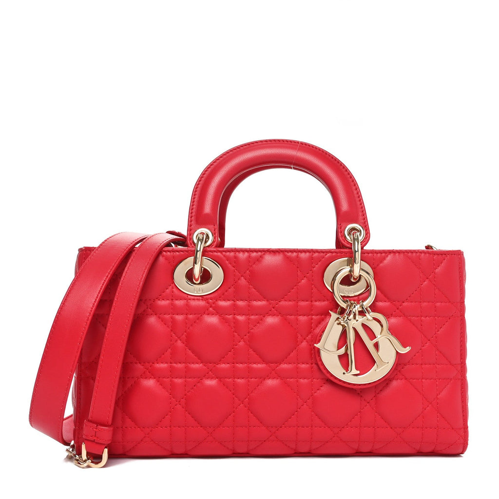 Lambskin Cannage Medium Lady D-Joy Red