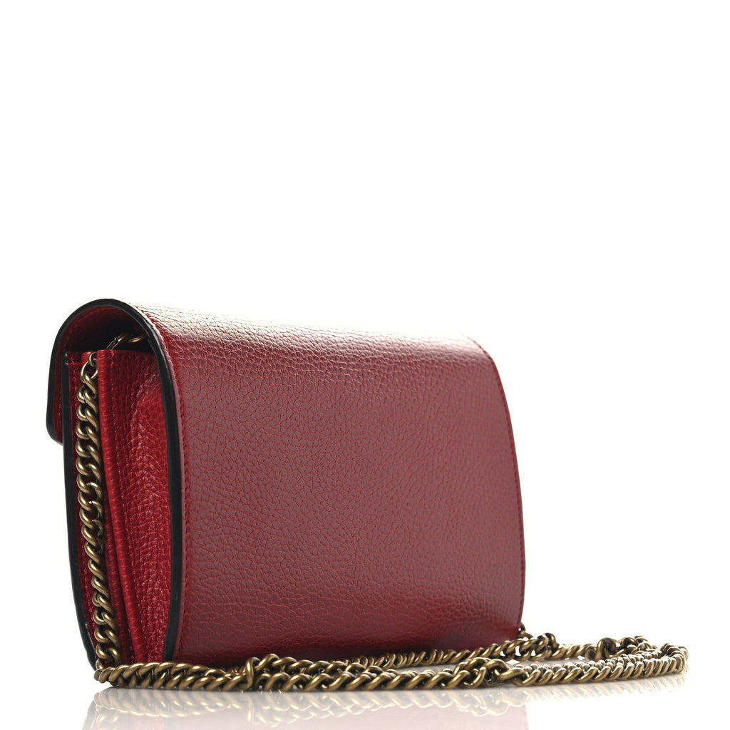 Calfskin Garden Dionysus Chain Wallet Hibiscus Red