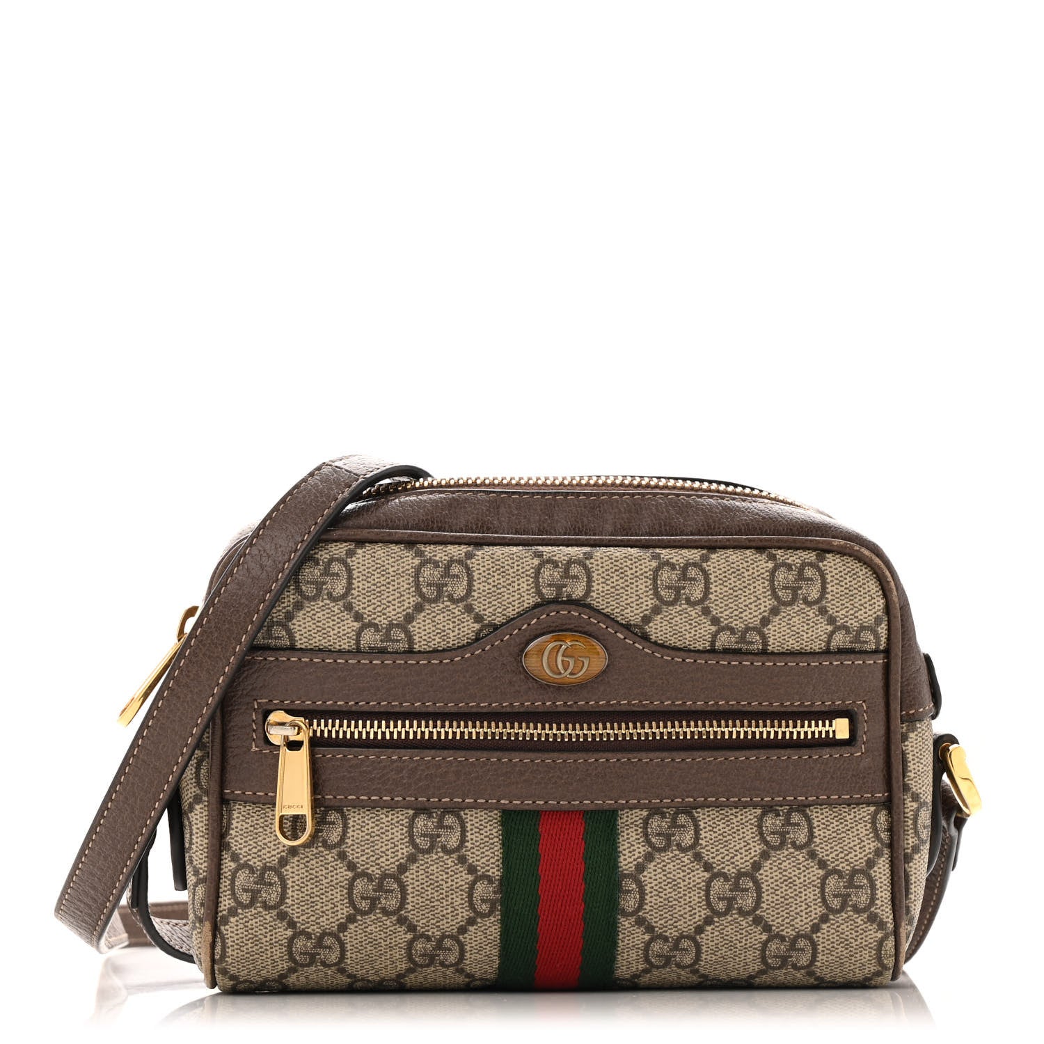 GG Supreme Monogram Web Mini Ophidia Shoulder Bag Brown