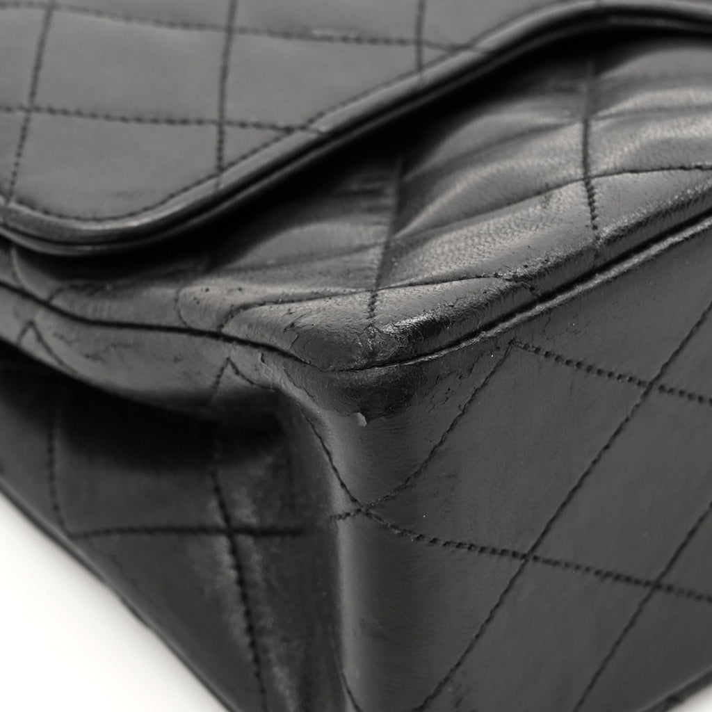 Lambskin Quilted Medium Double Flap Black