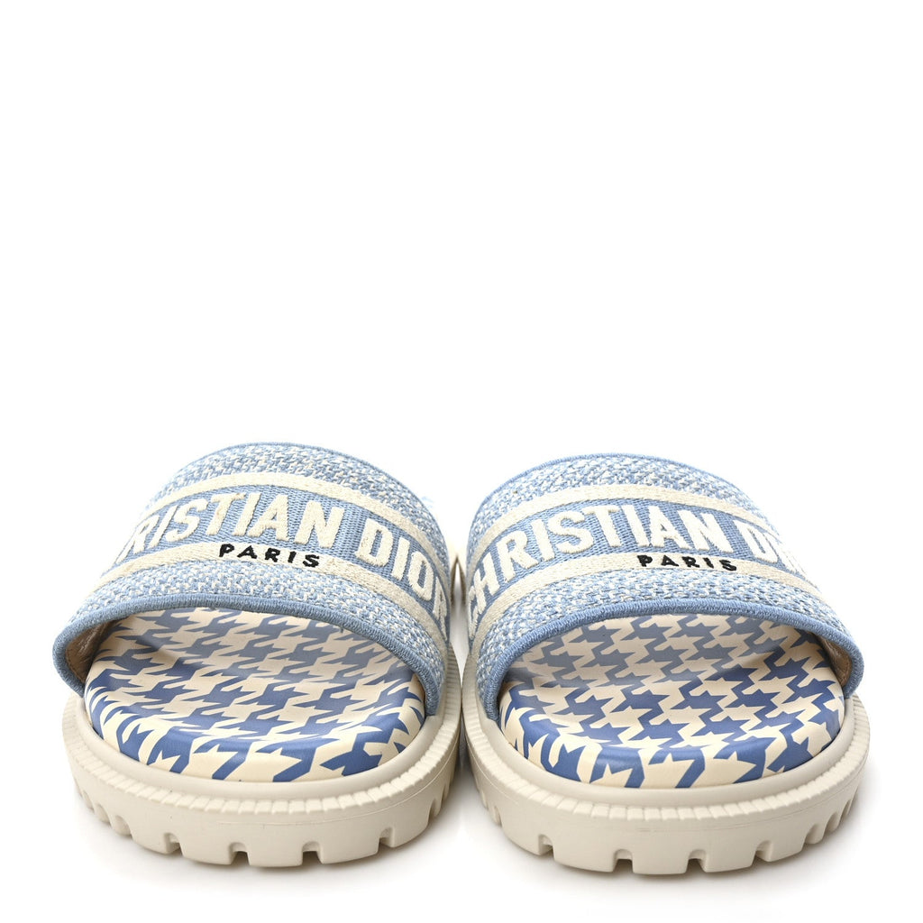 Micro PDP Cotton Houndstooth Embroidered Dway 10mm Slide Sandals 36 Cornflower