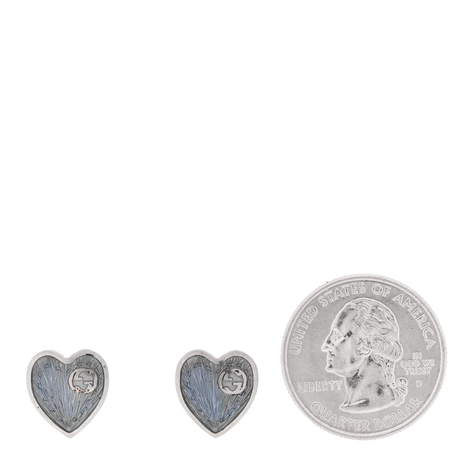 Sterling Silver Enamel Interlocking G Heart Stud Earrings Blue