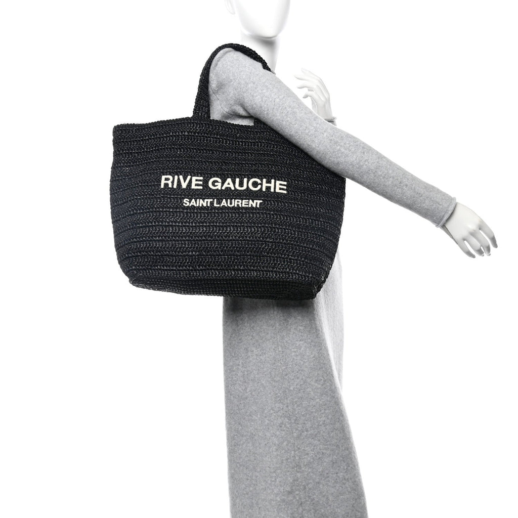 Raffia Rive Gauche Tote Black