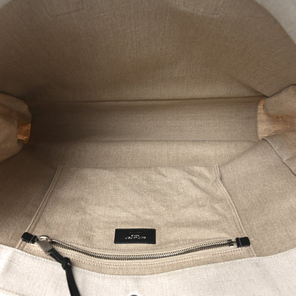Linen Calfskin Rive Gauche Tote Optic White