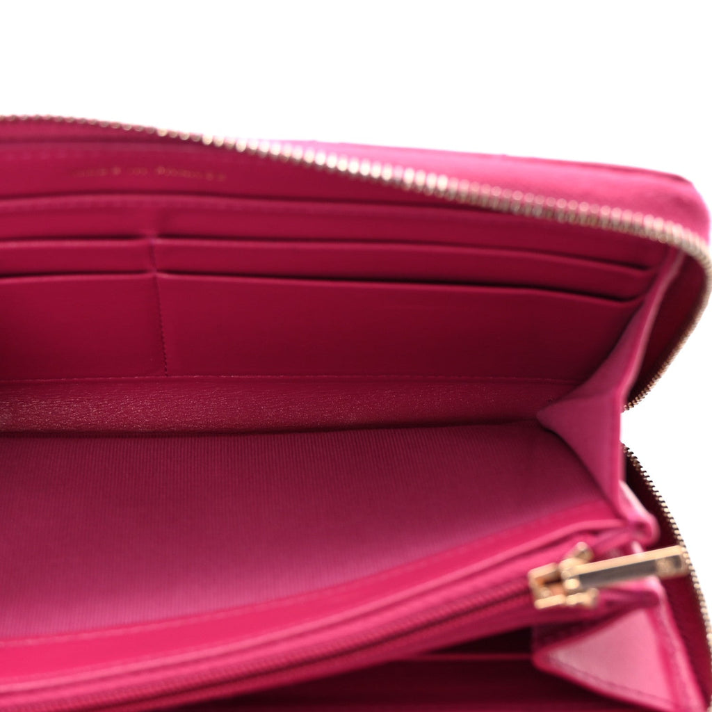 Caviar Quilted Large Gusset Zip Around Wallet Pink