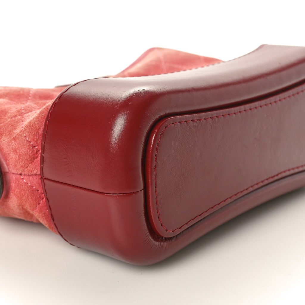 Suede Quilted Small Gabrielle Hobo Red