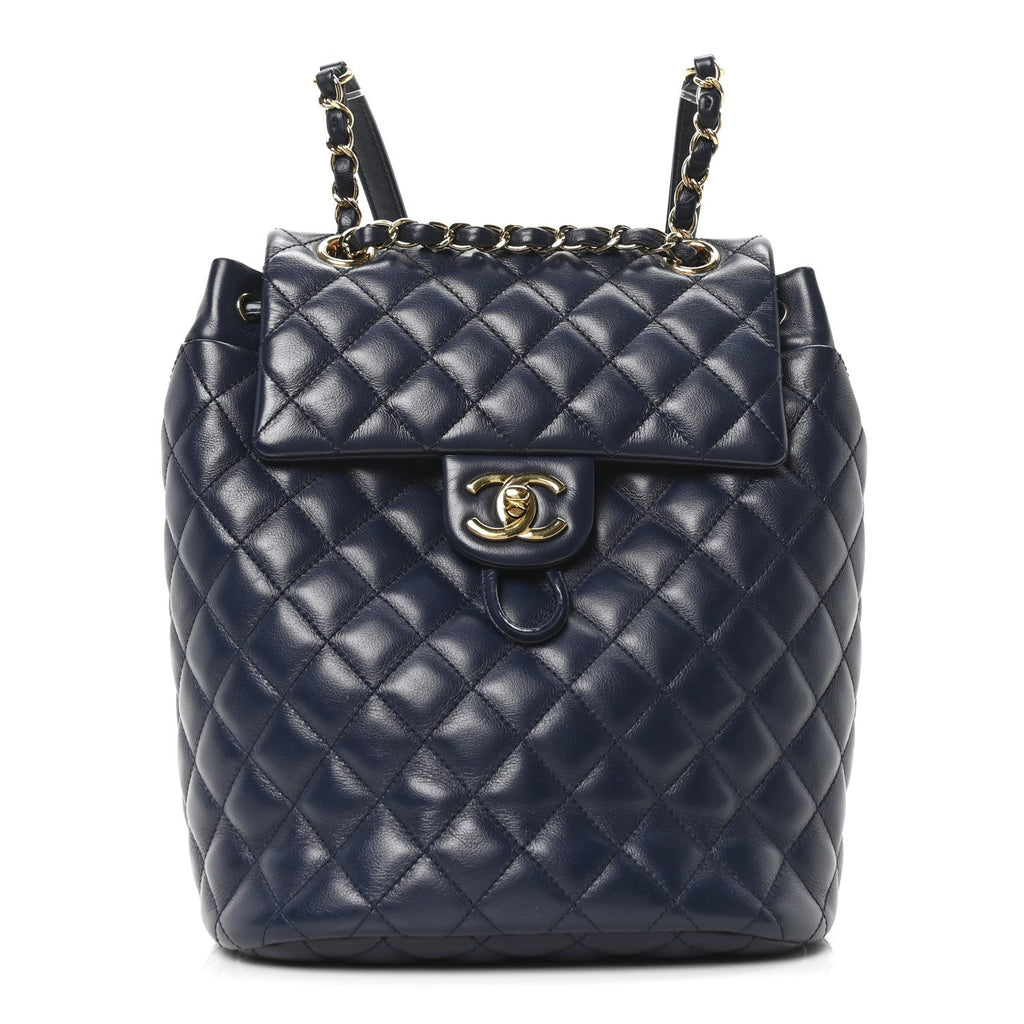 Calfskin Quilted Small Urban Spirit Backpack Navy