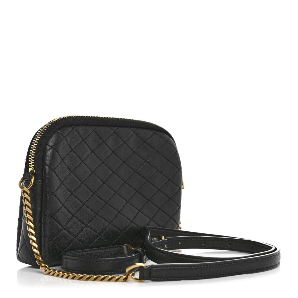 Lambskin Quilted Gaby Zipped Pouch Black
