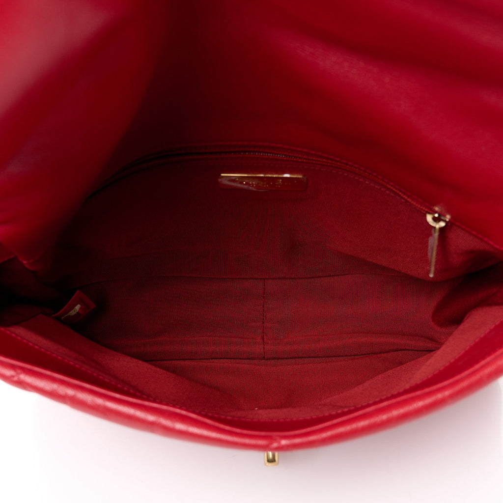 Goatskin Quilted Large Chanel 19 Flap Red
