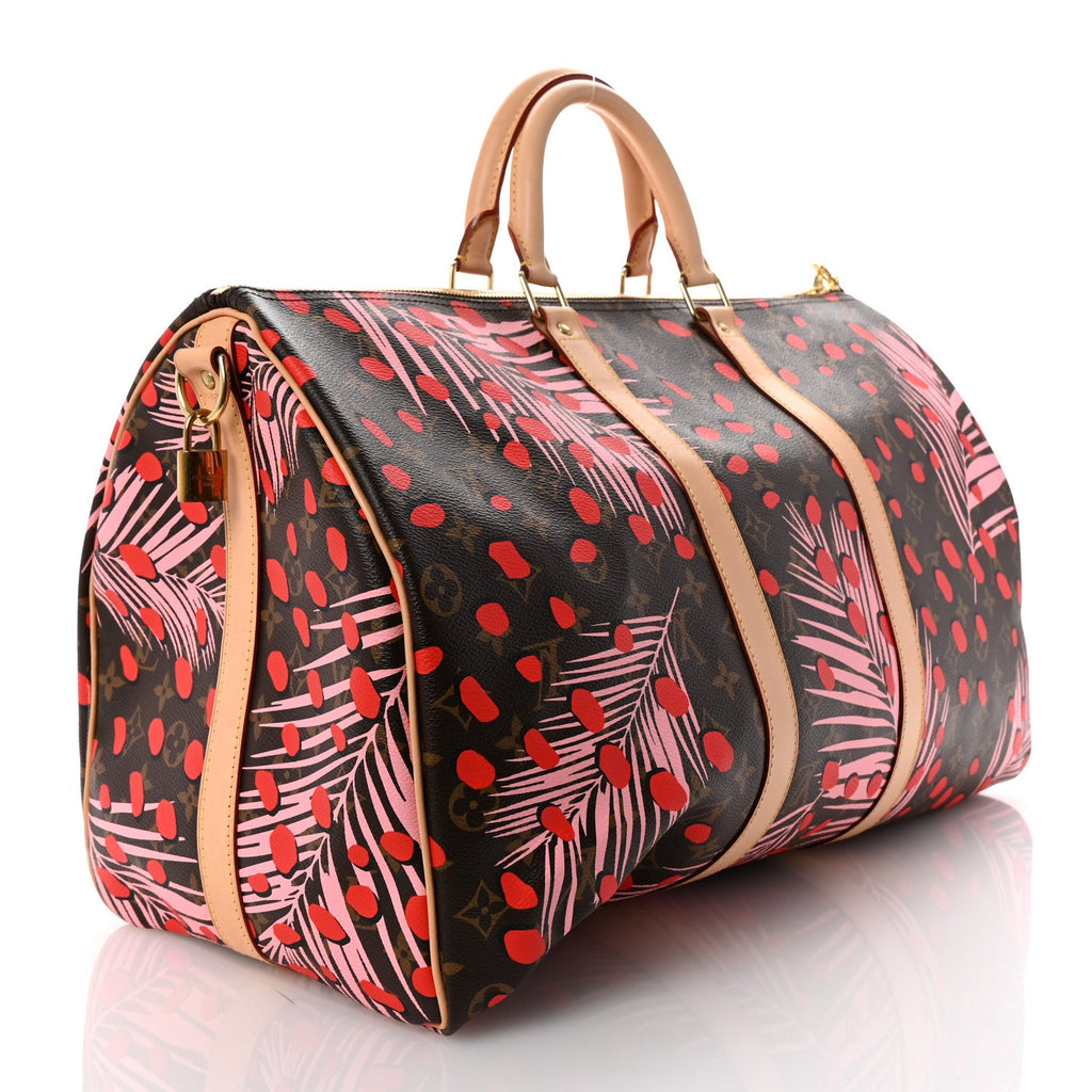 Monogram Jungle Dots Keepall Bandouliere 50 Sugar Pink Poppy