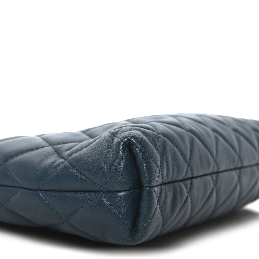 Lambskin Quilted Clutch  Turquoise