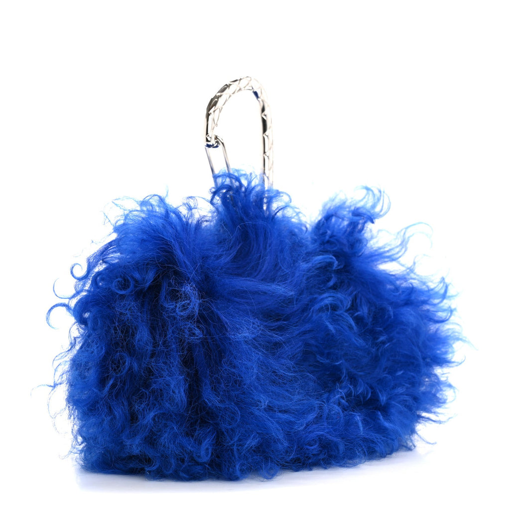 Shearling Lambskin CC Hook  Holder Blue
