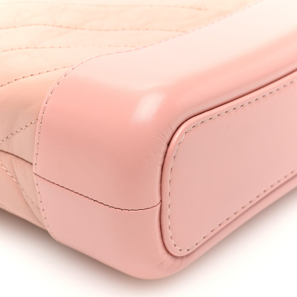 Aged Calfskin Chevron Quilted Small Gabrielle Hobo Pink